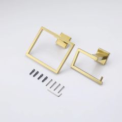 Toilet roll holder and towel ring set