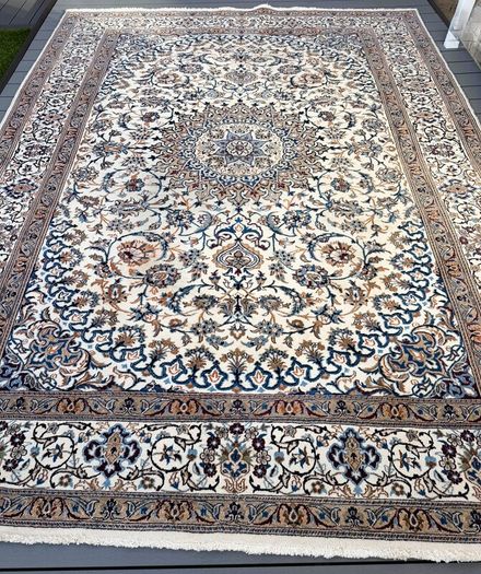 Elegant Large Persian Nain Rug | Hand-Knotted Wool | 343cm X 250cm
