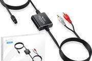 Optical to RCA Converter 192 KHZ Digital to Analog Audio Portable Adapter 2.1m Optical Audio to RCA Cable Aluminium Alloy Shell DAC Converter for HDTV Blue-ray PS4 etc