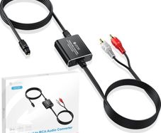 Optical to RCA Converter 192 KHZ Digital to Analog Audio Portable Adapter 2.1m Optical Audio to RCA Cable Aluminium Alloy Shell DAC Converter for HDTV Blue-ray PS4 etc