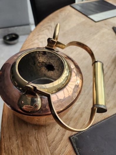Victorian brass and copper kettle