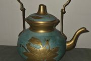 Vintage Solid Brass Cloisonne Teapot