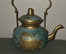 Vintage Solid Brass Cloisonne Teapot