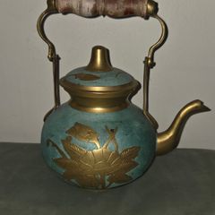 Vintage Solid Brass Cloisonne Teapot