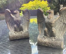 Vintage Pair 1960s Cast Brass Tone American Bald Eagle Bookend Decorative Desk Statue