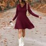 Brand New AUSELILY Women's Winter Dress Long Sleeve V-Neck Chic and Elegant Image 4
