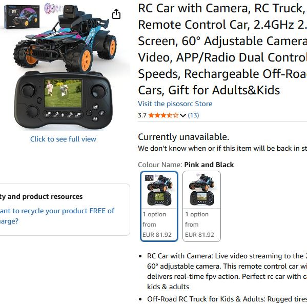 RC Car with Camera, RC Truck, Remote Control Car, 2.4GHz 2.8 Screen, 60 Adjustable Camera, Live Video