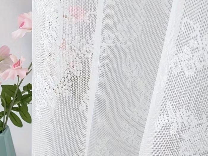 2 PC Brand New White Lace Sheer Curtains
