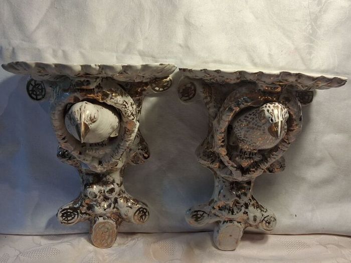 A Pair of Nineteenth Century Creamware Wall Brackets