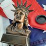 Vintage bronze new USA Bank and new USA flag Image 4