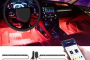 Interior Car Lights, Govee Car LED Strip Light Upgraded Two-Line Design Waterproof 4pcs 48 LED APP Controlled Lighting Kits, Multi DIY Colour Music Under Dash Car Lighting with Car Charger, DC 12V