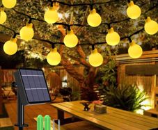 Solar String Lights Outdoor, 36Ft 60LED Solar Powered Fairy Lights 8 Modes Waterproof Festival Globe String Lights Indoor Outdoor for Garden, Patio, Yard, Christmas, Tree MULTIPLE SIZES, COLOURS (FREE POSTAGE)