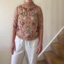 Folkster blush pink / cream sequin embellished and beaded high neck top Image 10