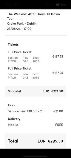 Weeknd Pitch Tickets x2 Sunday 23rd