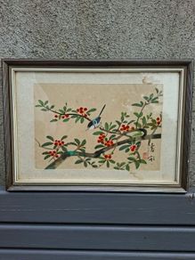 Vintage East Asian Silk Handpainted Painting