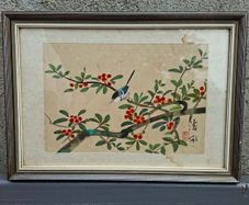 Vintage East Asian Silk Handpainted Painting