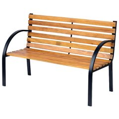 Wooden Garden Bench Park Chair 2 Seater Love Chair Outdoor Patio Porch Furniture w/ Sturdy Metal Frame (FREE POSTAGE)