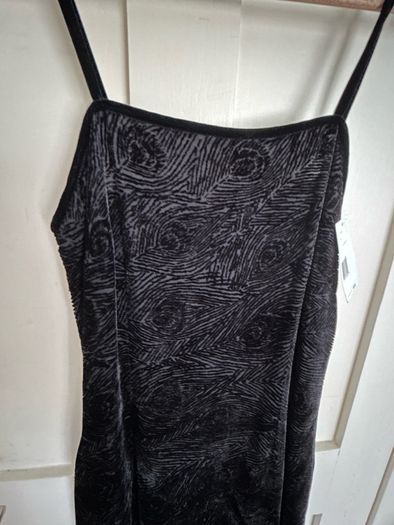 BNWT Liz Claiborne Collection Black Velvet Burnout Cami Dress UK 14
