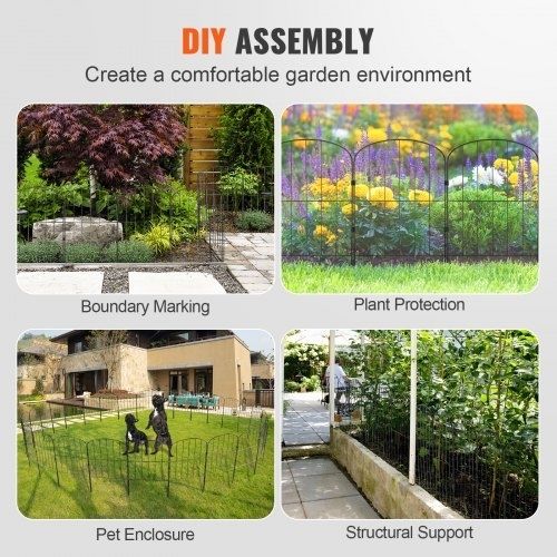 Garden Fence, No Dig Fence 61 cm (H)x 33 cm(L) Animal Barrier Fence, Underground Decorative Garden Fencing with 5.1 cm Spike Spacing, Metal Dog Fence for the Yard and Outdoor Patio, 28 Pack