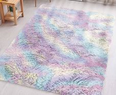 MULTIPLE SIZES/COLOURS AVAILABLE Rainbow 50x80cm for Bedroom Anti Slip Modern Super Soft Thick Pile Small Fluffy Shaggy Rug Non Shedding