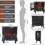 Electric Fire Stove Heater with Realistic LED Log Fire Flame Effect, Adjustable Thermostat, Flame Dimmer, Overheat Protection, 1800W Image 4