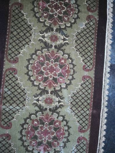 Large antique handmade brocade table runner
