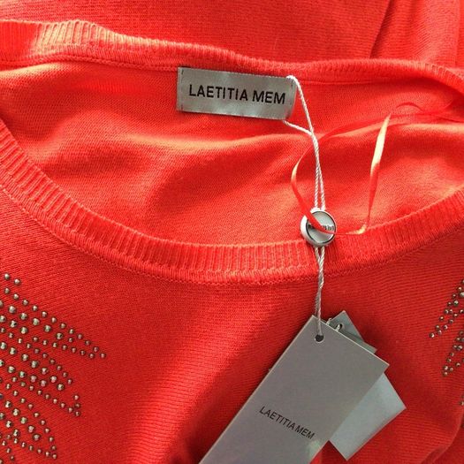 BNWTS Ladies orange Jumper Feather Jewelled shoulders M/L Oversized Includes Postage