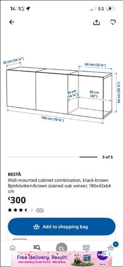 Ikea Besta Cabinet (180x40)