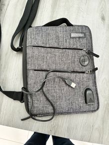 DOMISO 10.1" Waterproof Tablet / Laptop Pouch Bag Canvas with USB Charging Port Headphone Hole