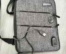 DOMISO 10.1" Waterproof Tablet / Laptop Pouch Bag Canvas with USB Charging Port Headphone Hole