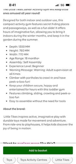Little tikes slide and climbing frame