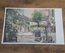 Vintage Postcard Painting Stiegengasse/Dreimaderlhof, Vienna, Austria - free standard postage