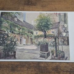 Vintage Postcard Painting Stiegengasse/Dreimaderlhof, Vienna, Austria - free standard postage