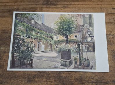 Vintage Postcard Painting Stiegengasse/Dreimaderlhof, Vienna, Austria - free standard postage