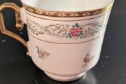 Antique G.D. &amp; Co Limoges France Floral Porcelain Cup with Gilt Trim