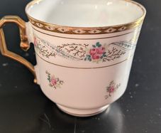 Antique G.D. & Co Limoges France Floral Porcelain Cup with Gilt Trim