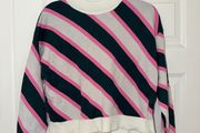 Mango Striped Knit Jumper in Pink, Green &amp; Cream - size S