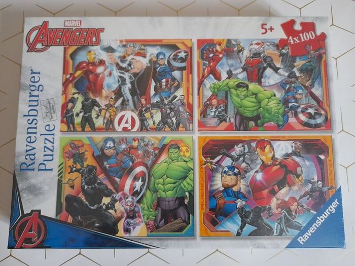 NEW Ravensburger Marvel Avengers Assemble 4 x 100 Piece Bumper