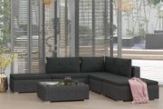 6 Piece Garden Lounge Set with Cushions Poly Rattan Black