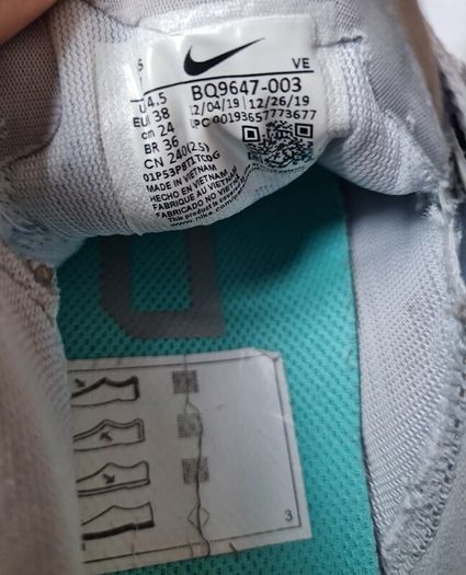 2019 nike air zoom pegasus 37 Size 4.5 eu 38 grey/blue in excellent condition