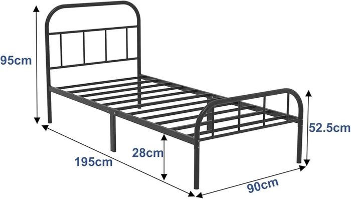 Single Metal Bed Frame with Large Storage Space,Black Modern Style Metal Bed Frame,Durable Steel Construction and Easy Assembly