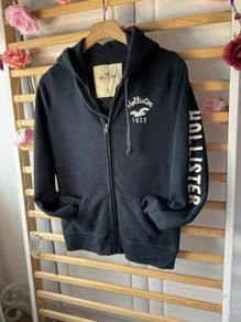 hoodie navy Hollister hoodie size medium sleeve logo