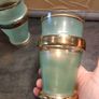4 Mid Century Green Turquoise and Gold Glasses Image 8