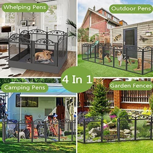 Dog Playpen, Large Heavy Duty Indoor/Outdoor Pet Whelping Pen Box with Waterproof Fertility Mat, Black (126x126x80cm)