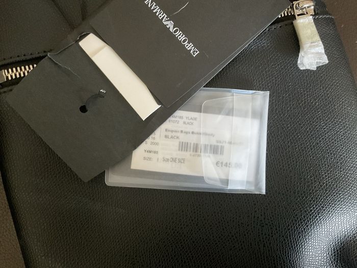 Emporio Armani Black Leather Messenger Bag