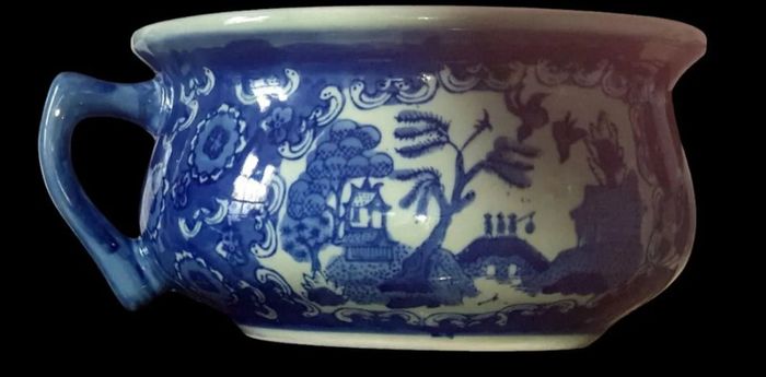 Antique Blue Willow Chamber Pot Pristine