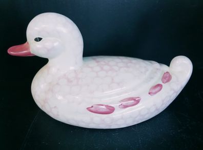 Vinage Pink Spongeware  Duck figurine