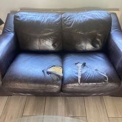 Brown leather Couch - needs reupholstering - Free