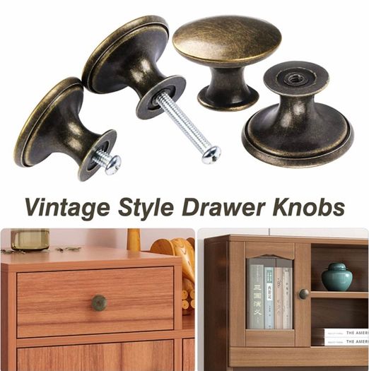 24PCS Vintage Cabinet Knobs, Chic Drawer Knobs, Antique Bronze Kitchen Cupboard Handles, 30mm Round Furniture Door Knobs