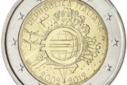 Italy 2 Euro Commemorative Coin 2012 - 10th Anniversary of Euro. UNCIRCULATED.